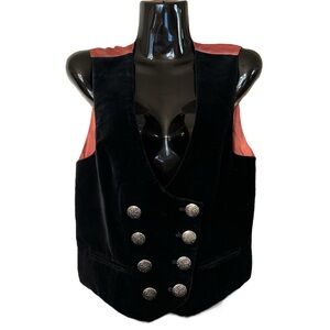 Apart - Black Vintage Velvet Double Breasted Vest - Size 6